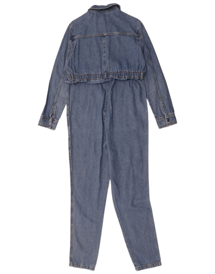 Topshop Womens Oversized Long Sleeve Denim Jumpsuit UK 10 Small Blue