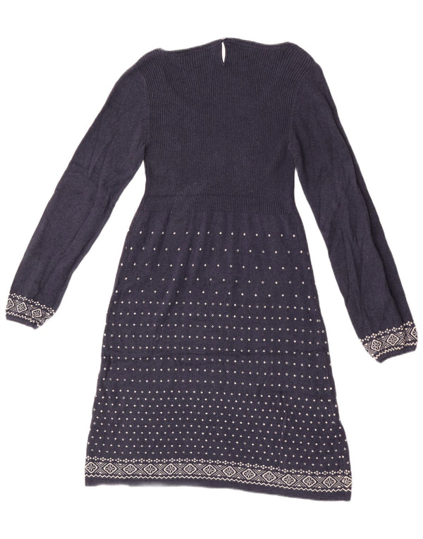 Fat Face Womens Jumper Dress UK 10 Small  Navy Blue Fair Isle Cotton