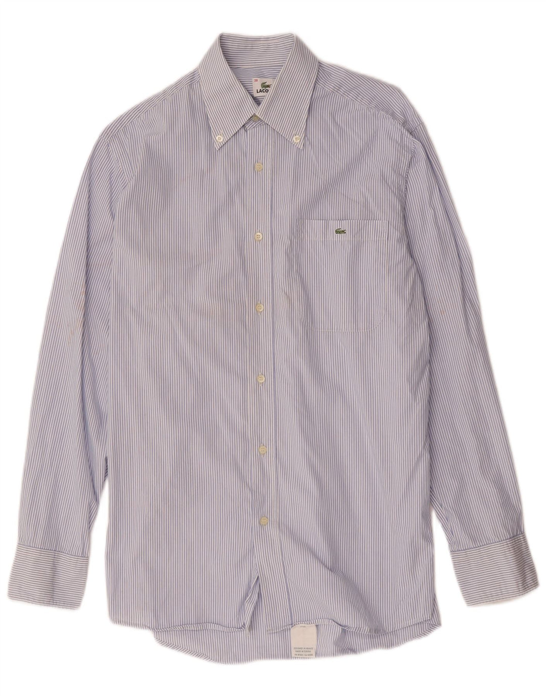 Lacoste Mens Shirt Size 39 Medium Blue Pinstripe Cotton