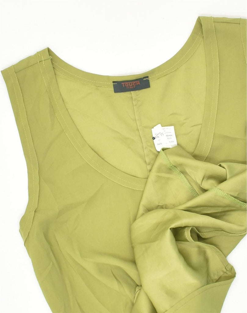 TOUCHE Womens Vest Top UK 12 Medium Green Polyester | Vintage Touche | Thrift | Second-Hand Touche | Used Clothing | Messina Hembry 