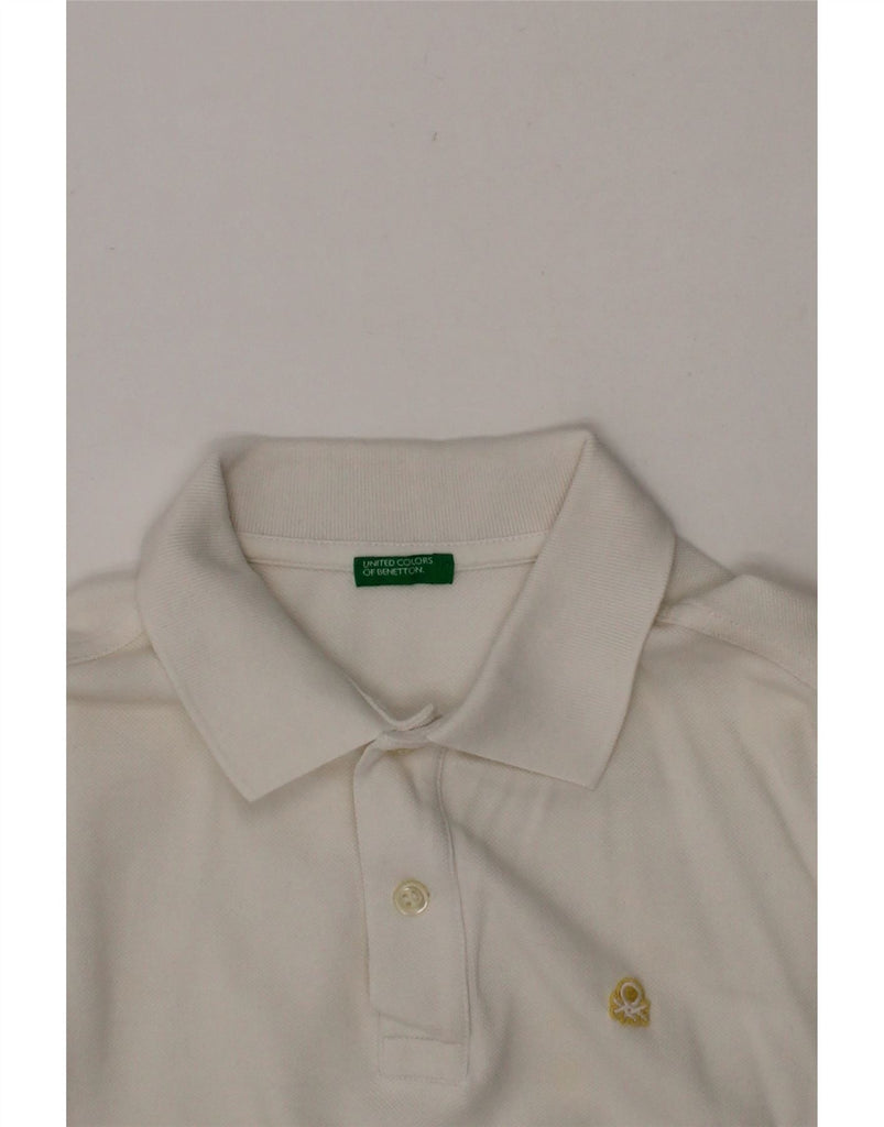 BENETTON Boys Long Sleeve Polo Shirt 11-12 Years White Vintage Benetton and Second-Hand Benetton from Messina Hembry 