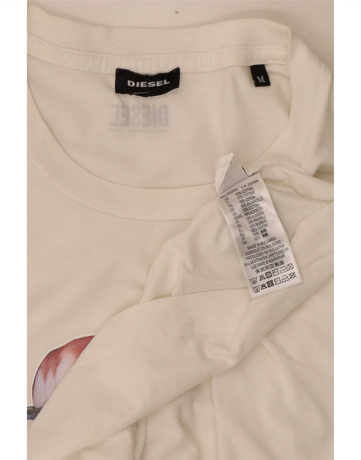 Diesel Mens Graphic T-Shirt Top Medium White Cotton