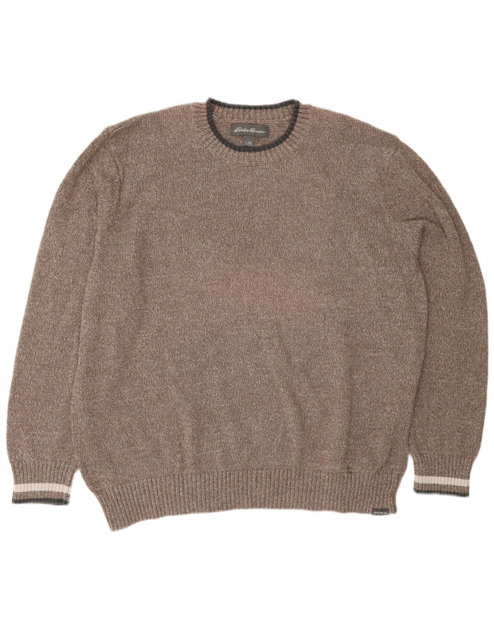 Eddie Bauer Mens Crew Neck Jumper Sweater 2XL Brown Cotton