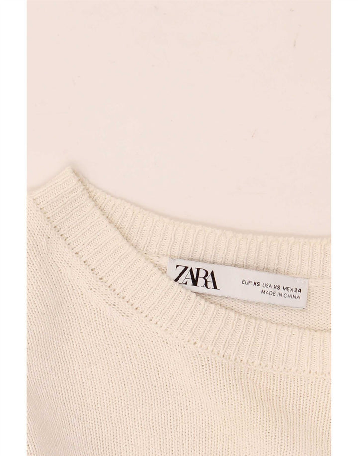 Zara Womens Crop Top Long Sleeve UK 6 XS White