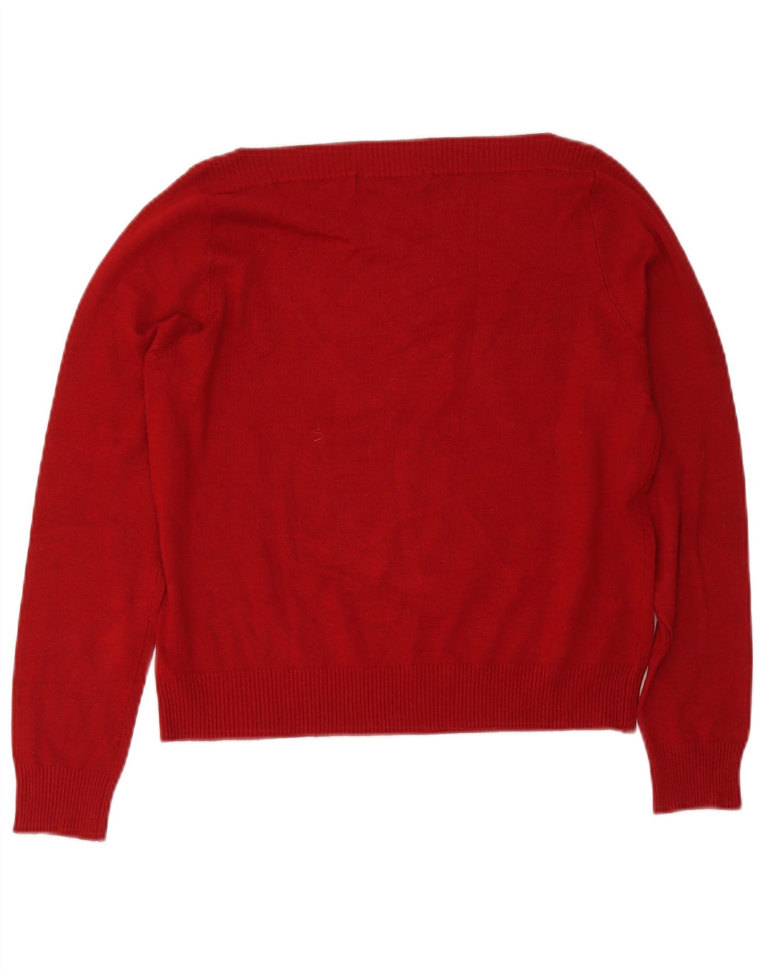 Zara Womens Regular Fit Boat Neck Jumper Sweater UK 12 Medium Red Rayon