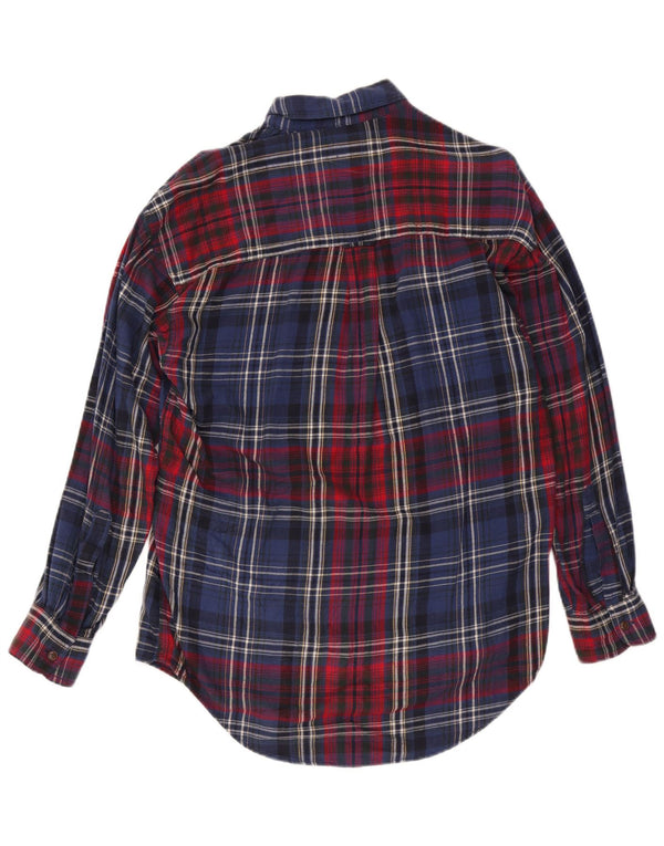 Chaps Ralph Lauren Mens Flannel Shirt Medium Navy Blue Check Cotton