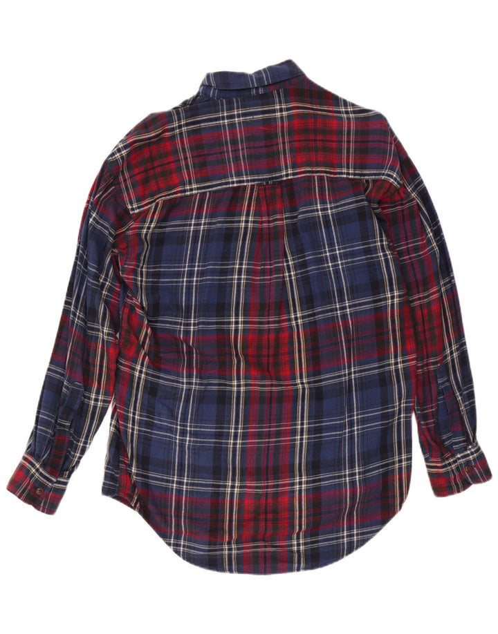 Chaps Ralph Lauren Mens Flannel Shirt Medium Navy Blue Check Cotton