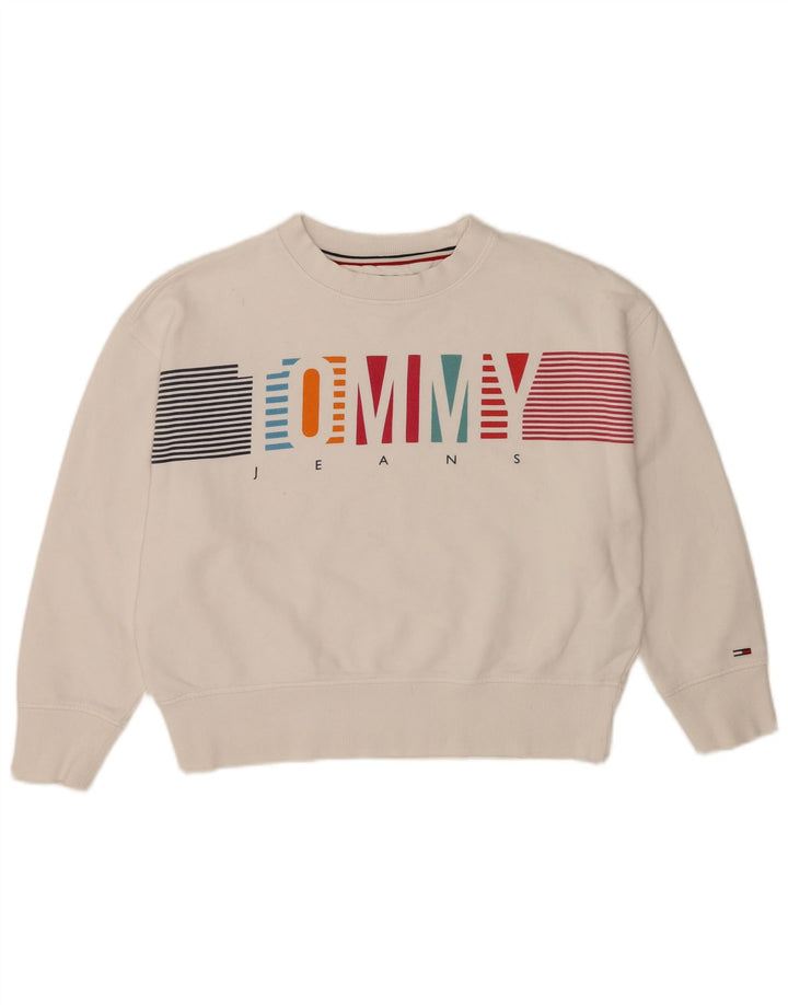 Tommy Hilfiger Womens Graphic Sweatshirt Jumper UK 14 Medium White