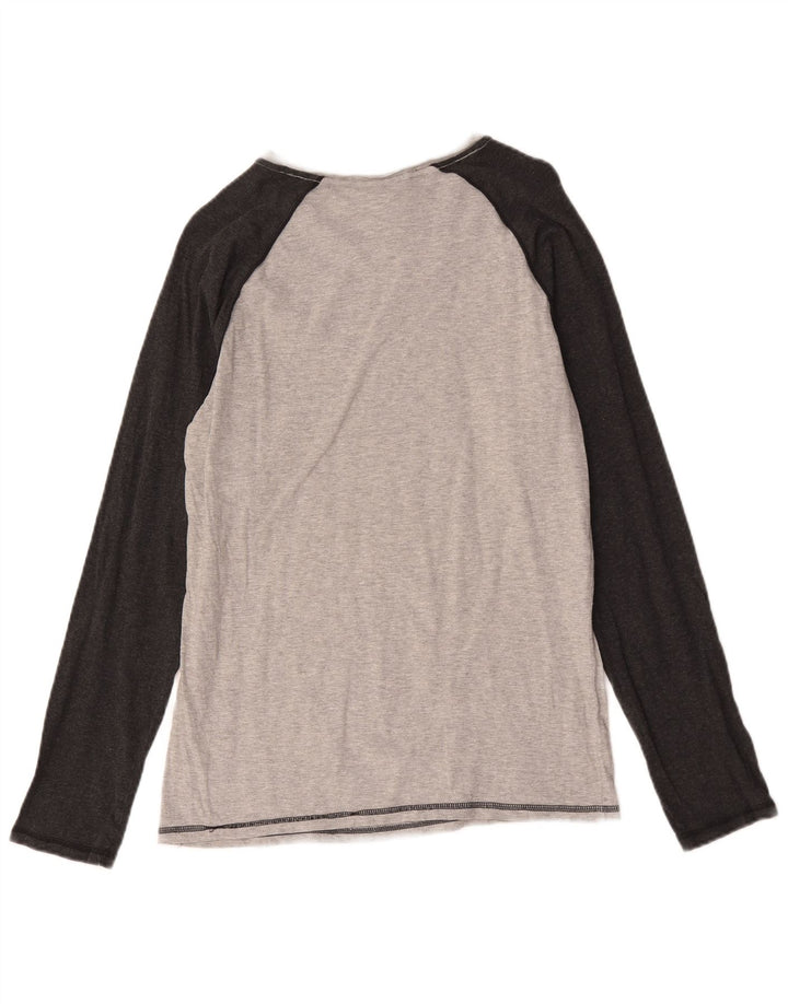 Calvin Klein Mens Graphic Top Long Sleeve Medium Grey Colourblock Cotton