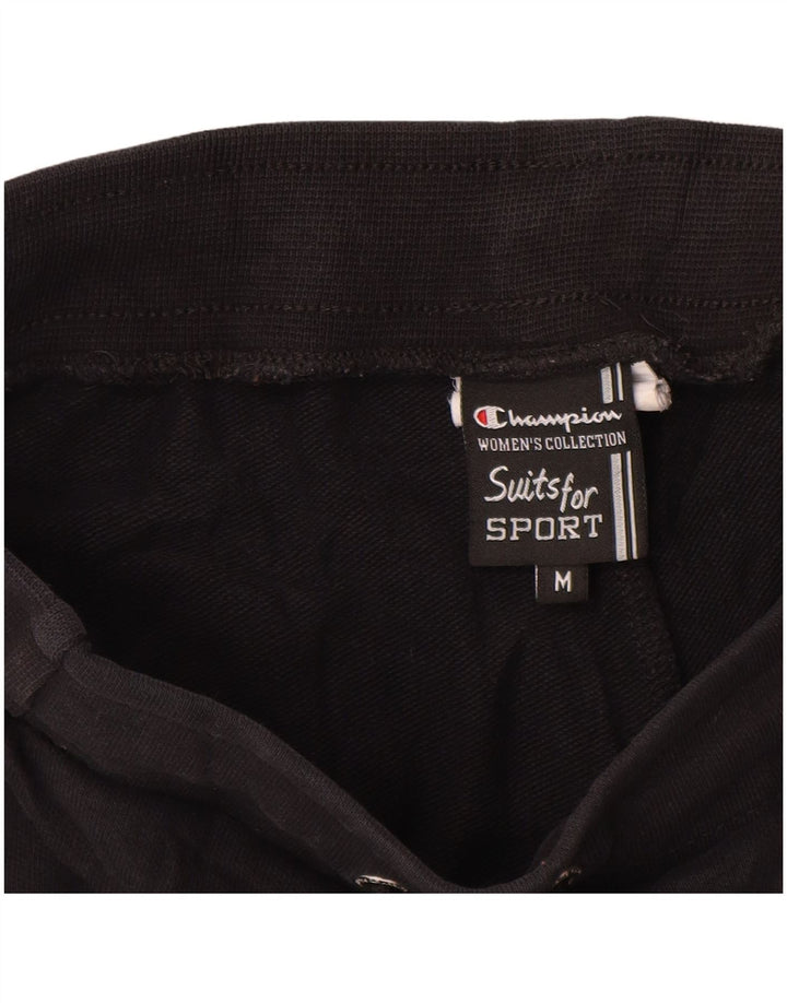Champion Womens Tracksuit Trousers UK 12 Medium  Black Cotton