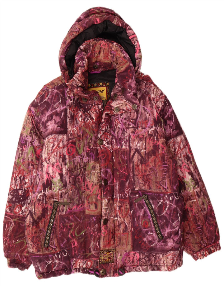Kaama Mens Abstract Pattern Hooded Padded Jacket IT 44 XS Multicoloured