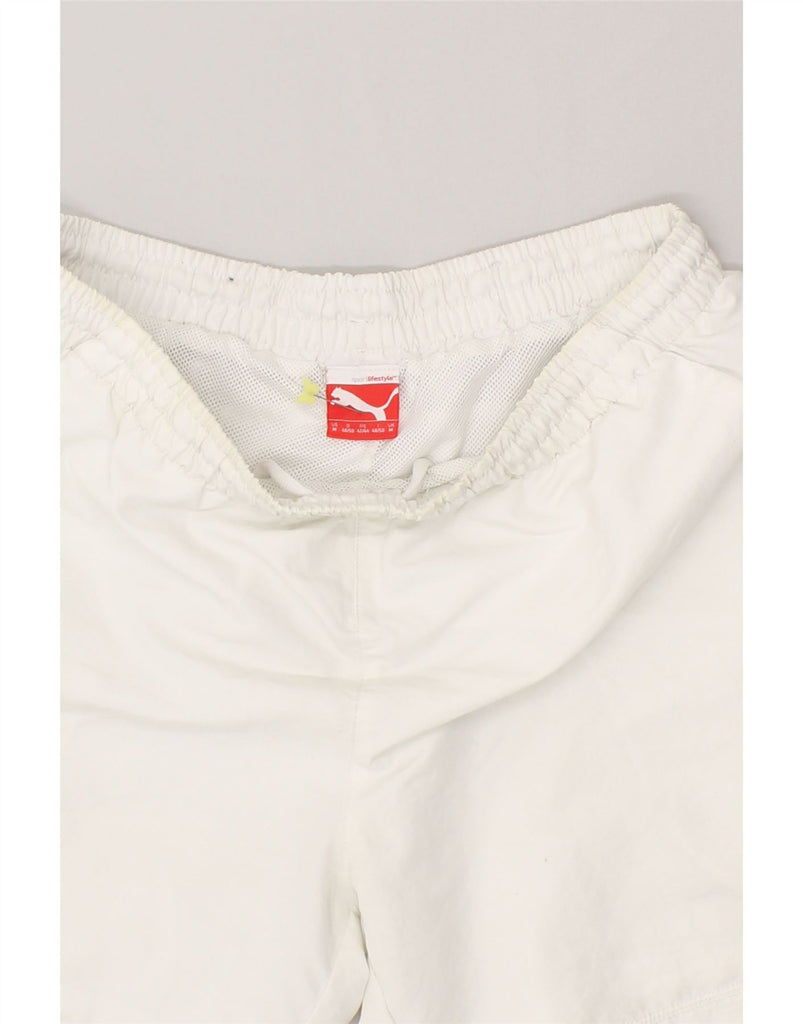 PUMA Mens Sport Shorts Medium White Polyester | Vintage Puma | Thrift | Second-Hand Puma | Used Clothing | Messina Hembry 