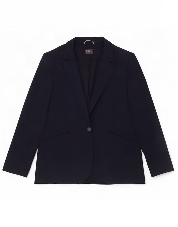 Marks & Spencer Womens 1 Button Blazer Jacket UK 22 3XL Navy Blue Polyester