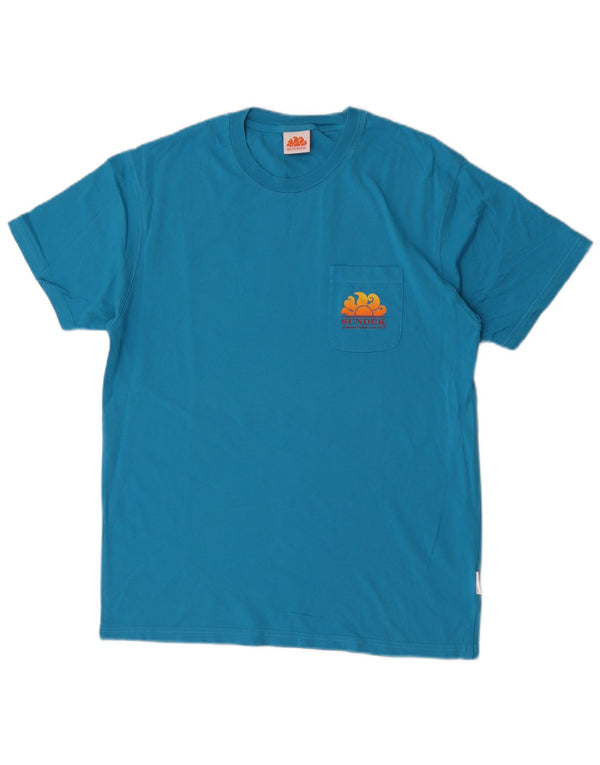 Sundek Mens Graphic T-Shirt Top Large Blue Cotton