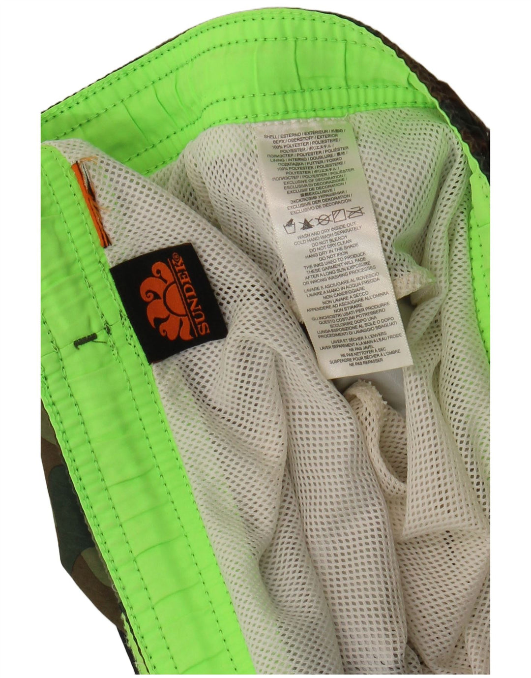 Sundek Mens Swimming Shorts Large  Khaki Camouflage Polyester