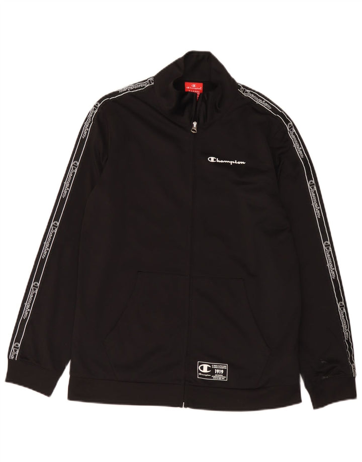 Champion Boys Graphic Tracksuit Top Jacket 13-14 Years XL Black Polyester