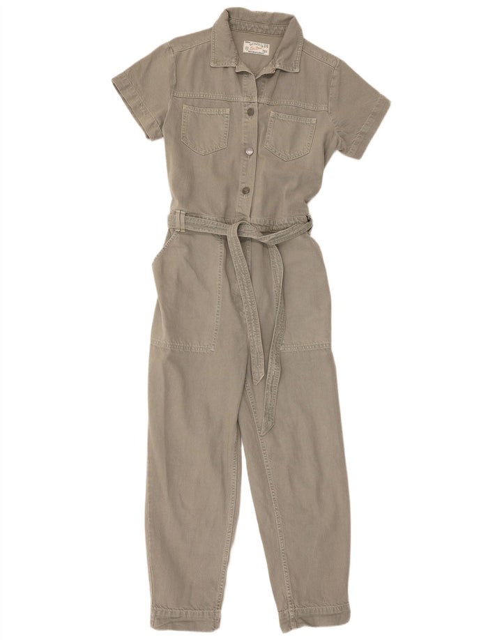 Fat Face Womens Denim Jumpsuit UK 12 Medium Khaki Cotton