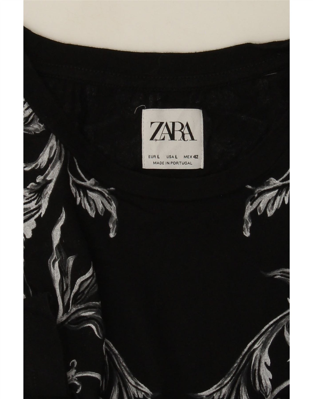 Zara Mens Graphic T-Shirt Top Large Black Floral
