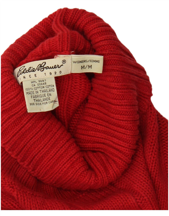 Eddie Bauer Womens Oversized Roll Neck Jumper Sweater UK 14 Medium Red