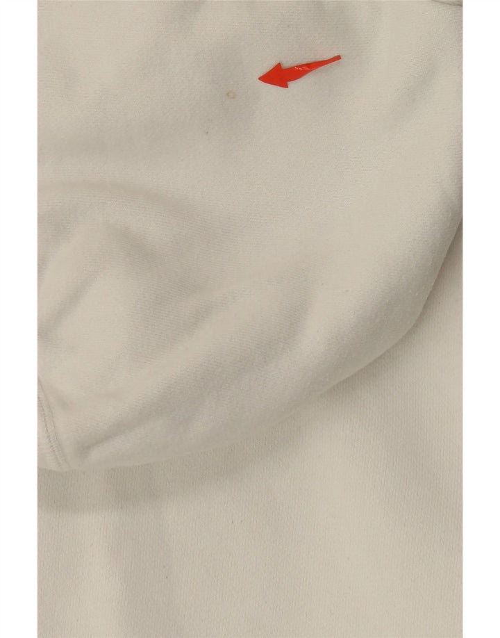 BENETTON Womens Graphic Zip Hoodie Sweater UK 16 Large White Cotton