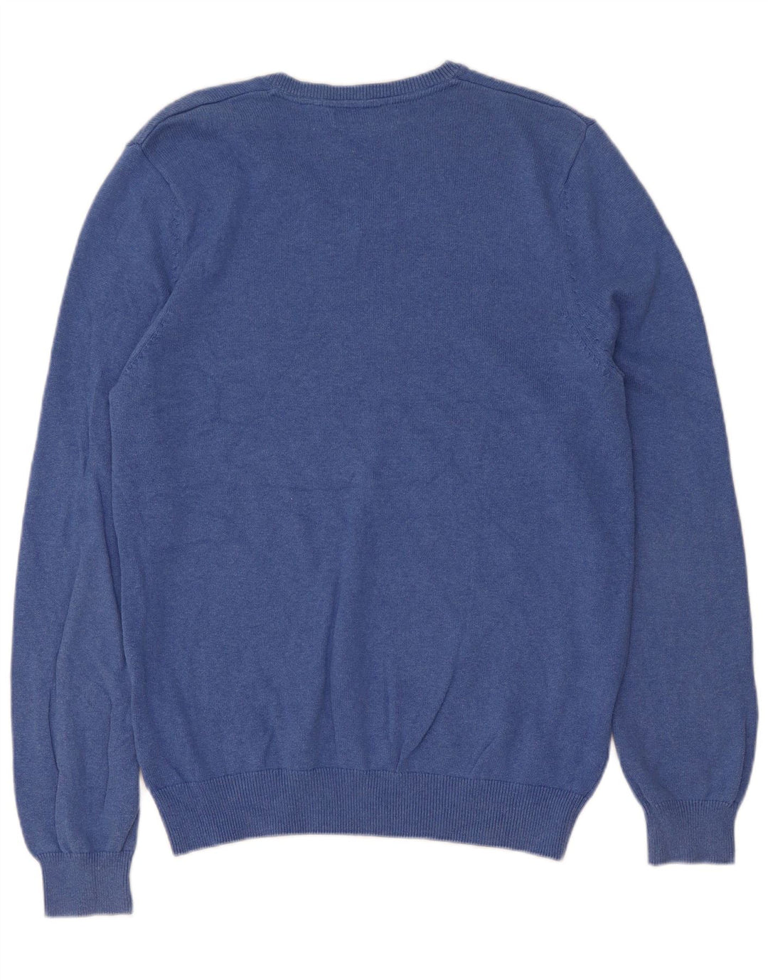 Marks & Spencer Mens V-Neck Jumper Sweater Medium Blue Cotton