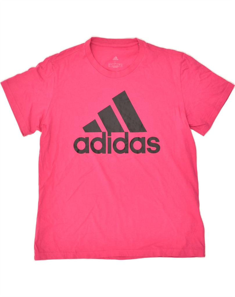 ADIDAS Womens Graphic T-Shirt Top UK 14/16 Large Pink Cotton | Vintage Adidas | Thrift | Second-Hand Adidas | Used Clothing | Messina Hembry 