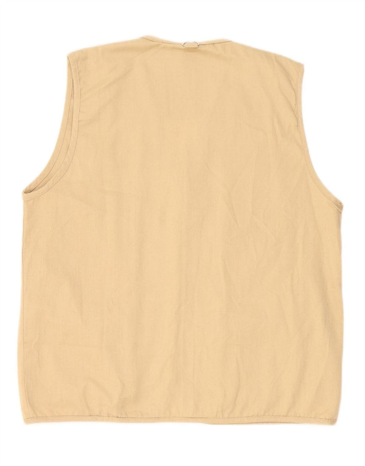 VINTAGE Womens Utility Gilet UK 44 2XL Beige Polyester