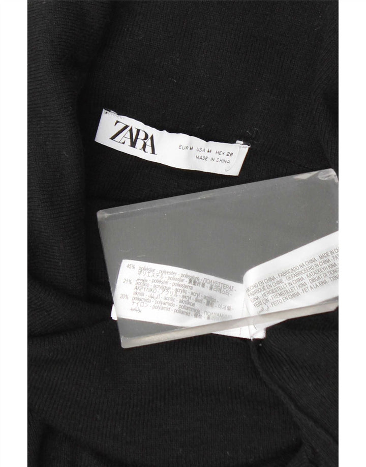 Zara Womens Roll Neck Jumper Sweater UK 12 Medium Black Polyester