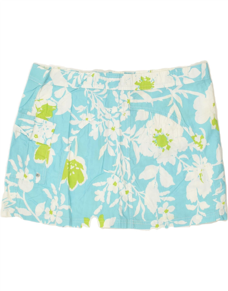 J. CREW Womens Mini Skirt US 12 Large W34 Blue Floral Cotton | Vintage J. Crew | Thrift | Second-Hand J. Crew | Used Clothing | Messina Hembry 