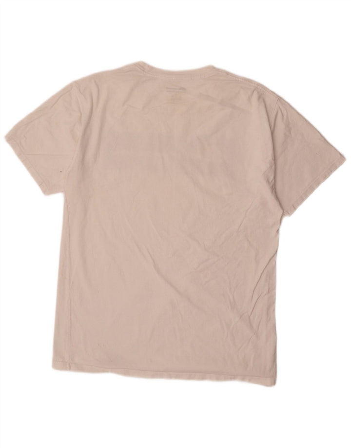 Champion Mens Graphic T-Shirt Top Medium White Cotton