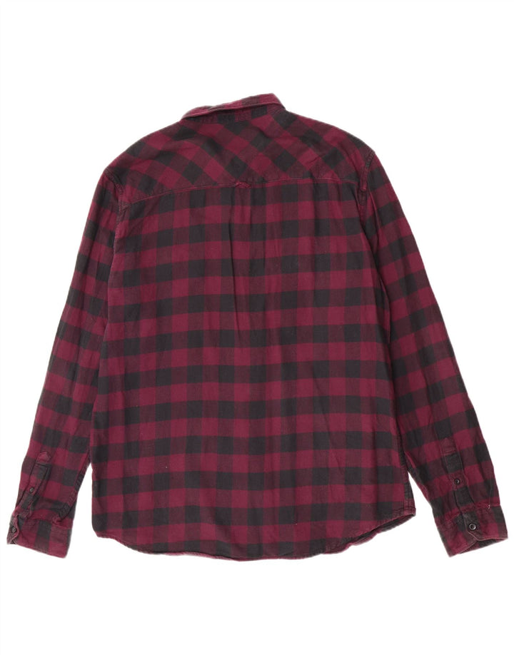 Billabong Mens Flannel Shirt XL Maroon Gingham Cotton