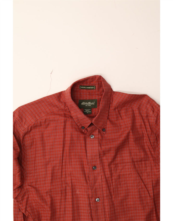 EDDIE BAUER Mens Wrinkle Resistant Shirt Medium Red Check Cotton Vintage Eddie Bauer and Second-Hand Eddie Bauer from Messina Hembry 