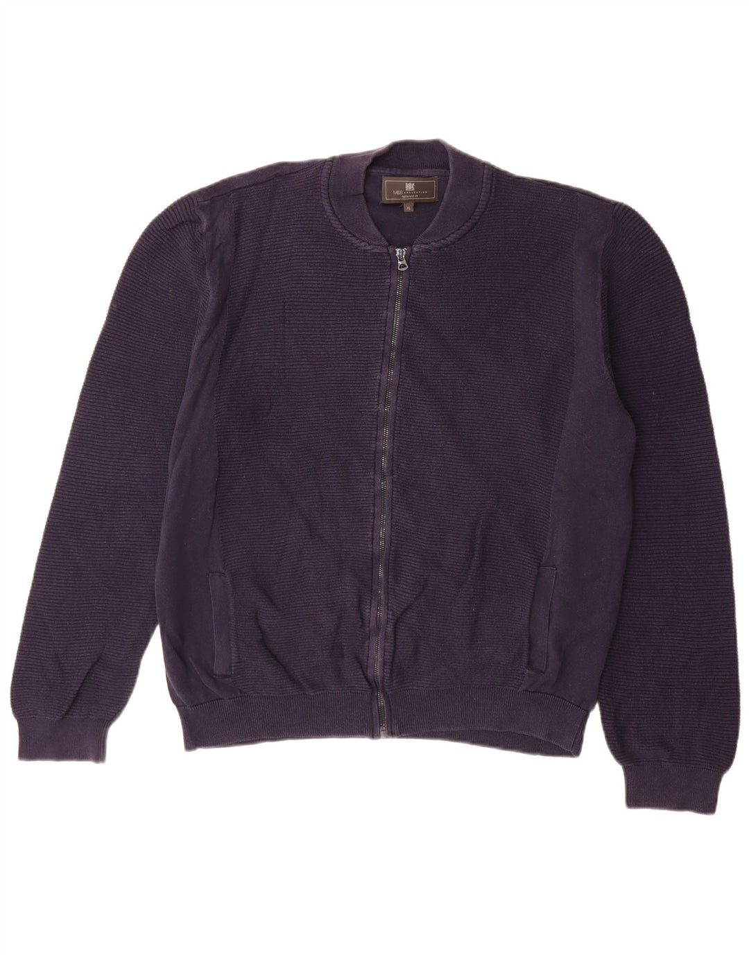 Marks & Spencer Mens Tailored Fit Full Zip Cardigan Sweater XL Navy Blue
