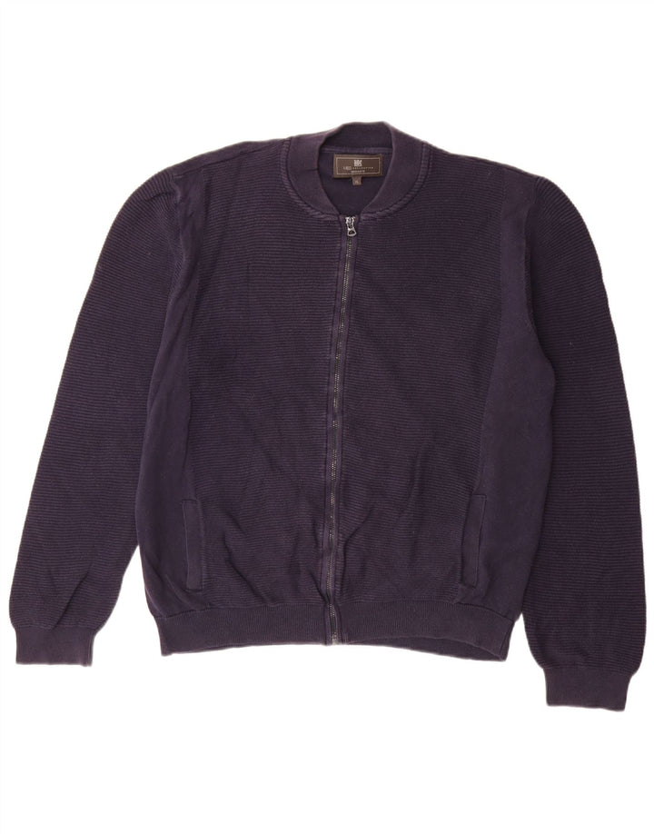 Marks & Spencer Mens Tailored Fit Full Zip Cardigan Sweater XL Navy Blue