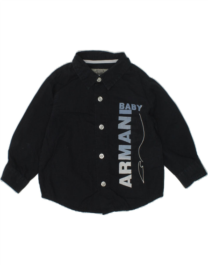 ARMANI BABY Baby Boys Graphic Shirt 3-6 Months Navy Blue Cotton | Vintage Armani Baby | Thrift | Second-Hand Armani Baby | Used Clothing | Messina Hembry 
