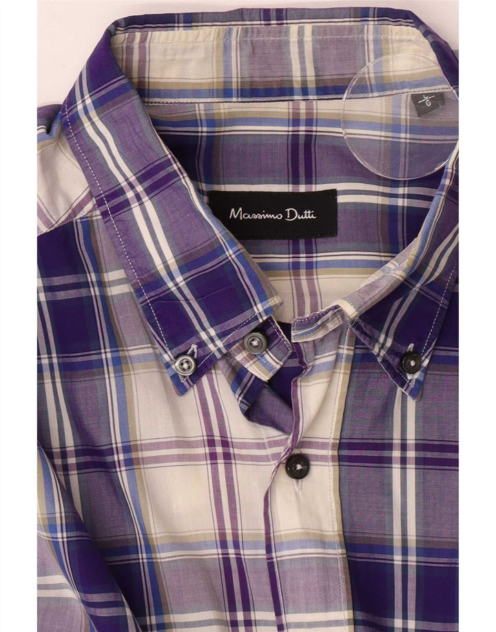 Massimo Dutti Mens Shirt Large Purple Check