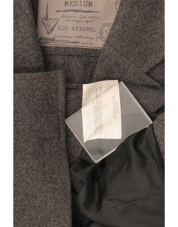 EDC Mens 4 Button Blazer Jacket UK 38 Medium Grey Wool