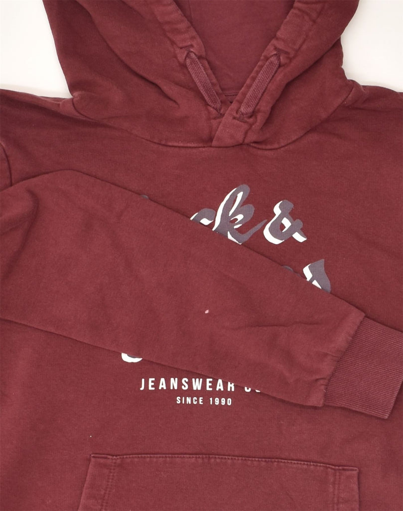 JACK & JONES Boys Graphic Hoodie Jumper 13-14 Years Burgundy Cotton | Vintage Jack & Jones | Thrift | Second-Hand Jack & Jones | Used Clothing | Messina Hembry 