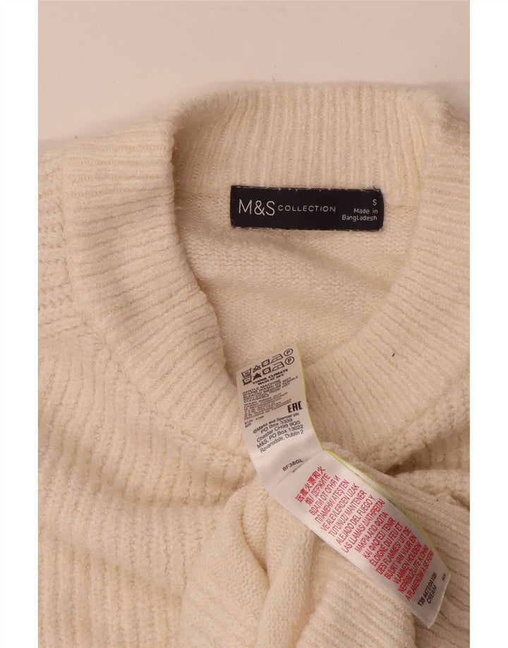 Marks & Spencer Womens Crew Neck Jumper Sweater UK 10 Small Off White