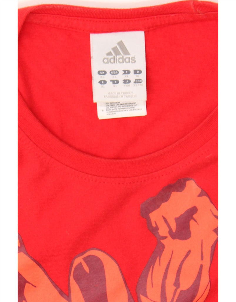 ADIDAS Mens Graphic T-Shirt Top XL Red Cotton Vintage Adidas and Second-Hand Adidas from Messina Hembry 