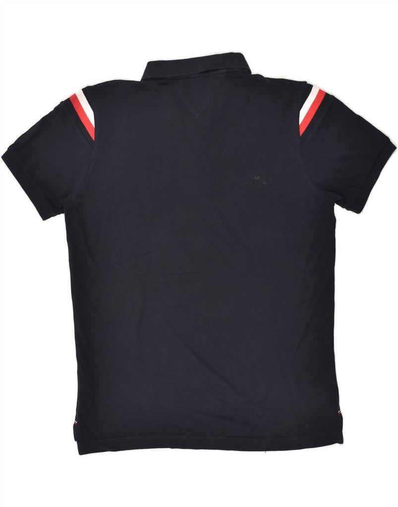 TOMMY HILFIGER Mens Slim Fit Polo Shirt XL Navy Blue Cotton | Vintage Tommy Hilfiger | Thrift | Second-Hand Tommy Hilfiger | Used Clothing | Messina Hembry 