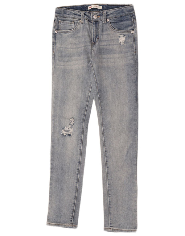 Levi's Girls 711 Distressed Skinny Jeans 11-12 Years W26 L28 Blue Cotton