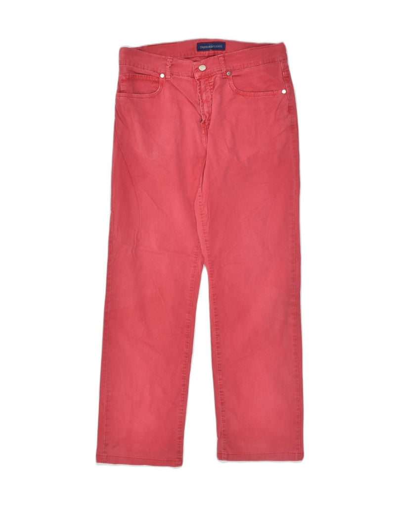 TRUSSARDI Mens Straight Casual Trousers W33 L29  Red Cotton | Vintage Trussardi | Thrift | Second-Hand Trussardi | Used Clothing | Messina Hembry 