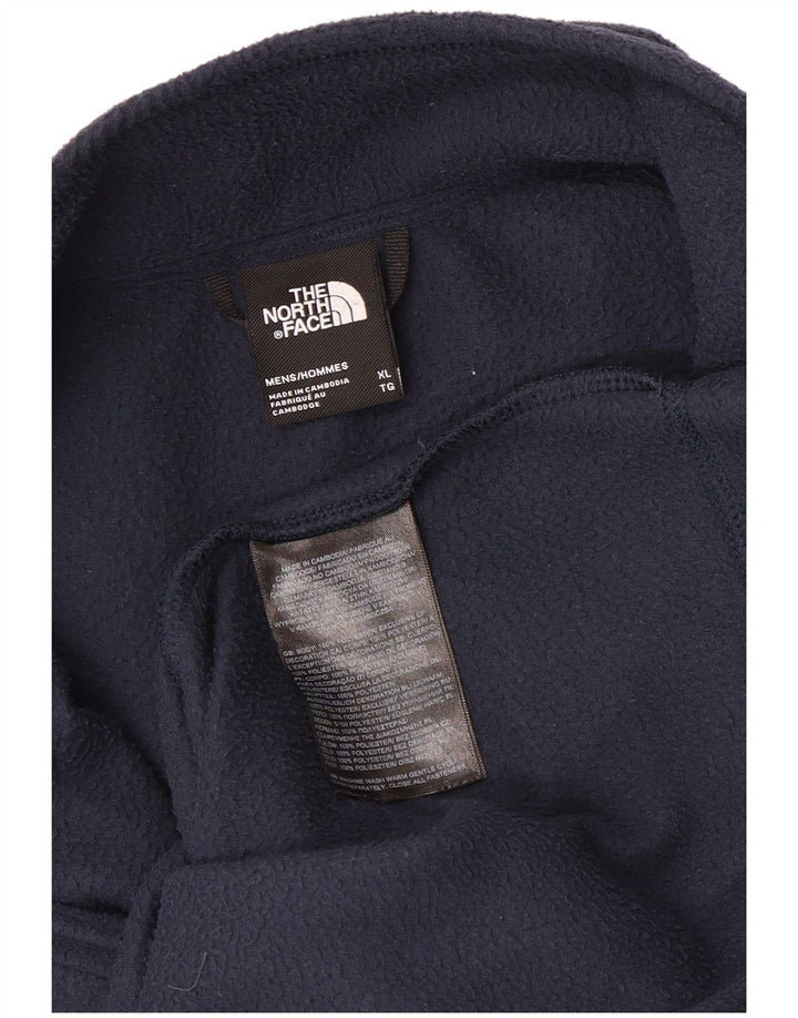 The North Face Mens Zip Neck Fleece Jumper XL Navy Blue Polyester