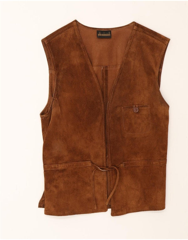 Petite Mademoiselle Womens Suede Waistcoat UK 10 Small Brown