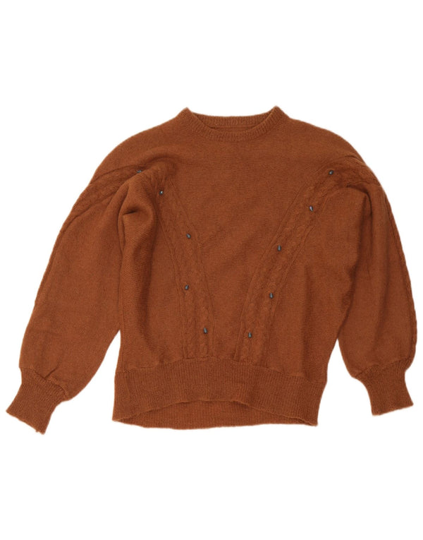 Vintage Womens Boat Neck Jumper Sweater UK 14 Large Brown