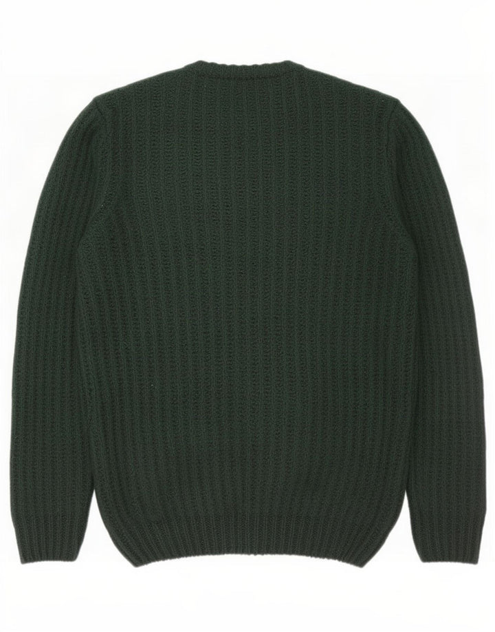 Zara Mens Crew Neck Jumper Sweater Medium Green Acrylic