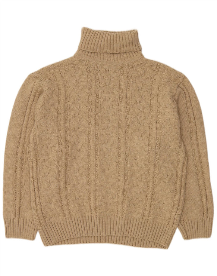 VINTAGE Mens Roll Neck Jumper Sweater IT 52 Large Beige Polyacrylic
