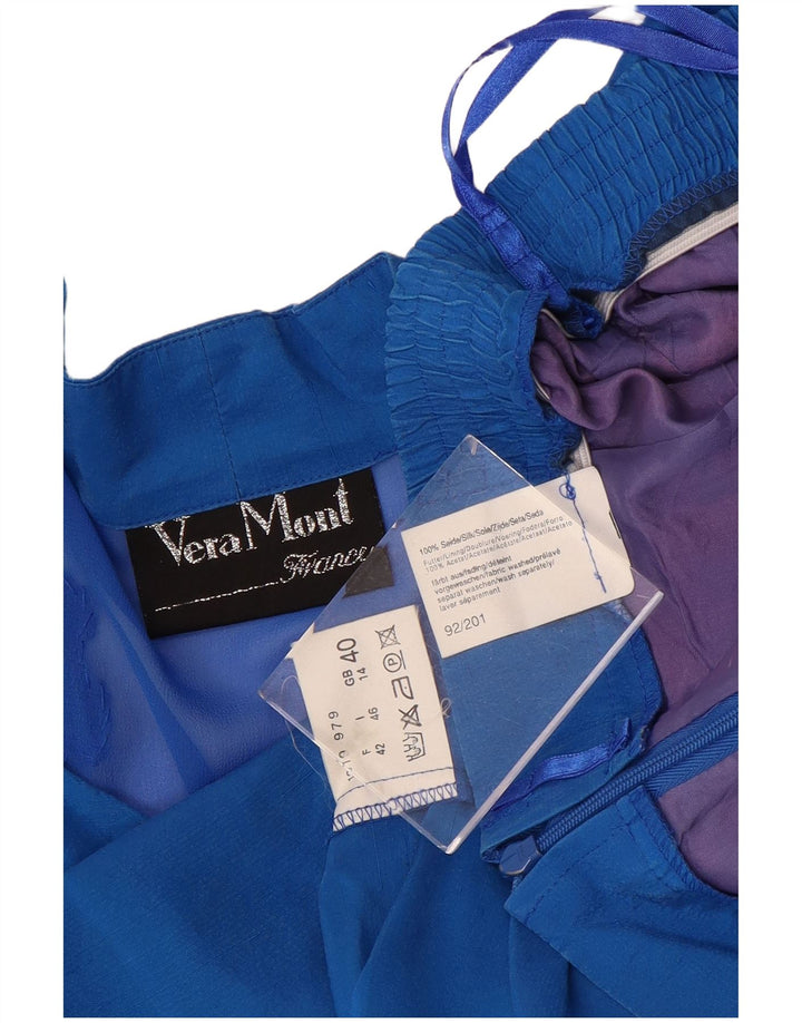 Vera Mont Womens 6 Button 2 Piece Skirt Set UK 14 Medium W28  Blue Silk