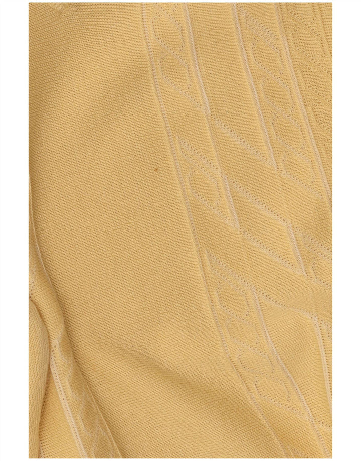 Gabicci Mens V-Neck Jumper Sweater Medium Yellow Wool
